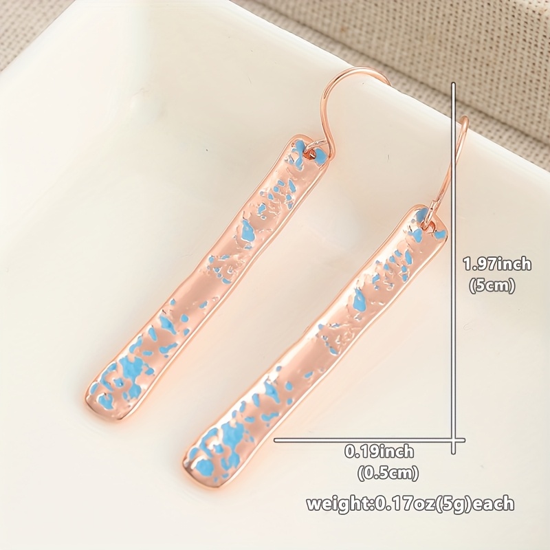 Women's Bohemian Copper Textured Long Strip Earrings